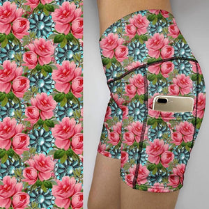 Who doesn't Love Turquoise & Florals !!  Bike  Gym shorts  BSD-01