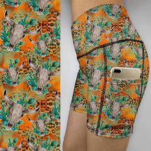 Cactus Buffalo Skulls Leggings &    Bike  Gym shorts  BSD-01