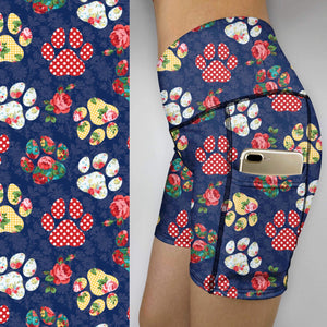 Pretty Florals Dog Pa Prints Leggings   Gym shorts  LVM-13