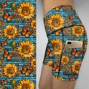 Beautiful Butterfies & Sunflowers Leggings &     Bike  Gym shorts  CRN-03